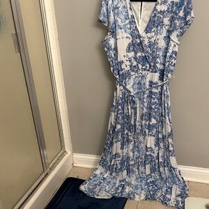 Lane Bryant Blue and White Floral Maxi Dress